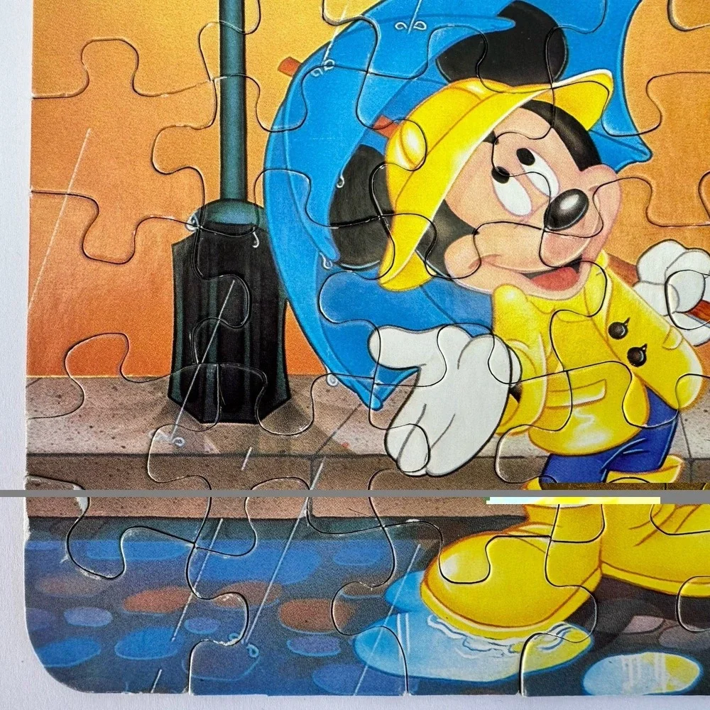 Vtg Disney Mickey Mouse In The Rain Mini Puzzle 55 Piece Golden Rare Complete
